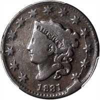 1831 Matron Head Cent. N-12. Rarity-1. Large Letters. VG-10 (PCGS).
