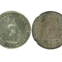 1834年秘鲁1827年8 Reals 银币(加盖菲律宾)，NGC VF Details。Ray Czahor藏品