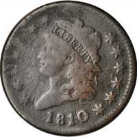 1810/09 Classic Head Cent. S-281. Rarity-1. VG-8 Environmental Damage, Surfaces Smoothed.