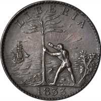 Liberia. Lot of (2) 1833 Token Cents. EF-40.