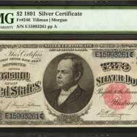 Fr. 246. 1891 $2 Silver Certificate. PMG Very Fine 30.