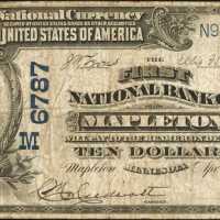 Mapleton, Minnesota. $10 1902 Plain Back. Fr. 624. The First NB. Charter #6787. Fine.