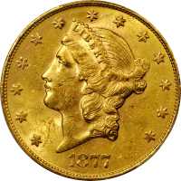 1877-S Liberty Head Double Eagle. MS-61 (PCGS).
