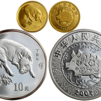 2007年丁亥(猪)年生肖纪念金银币套装 完未流通