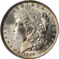 1890-O Morgan Silver Dollar. MS-65 (NGC).