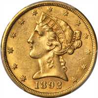 1892-CC Liberty Head Half Eagle. AU-58 (PCGS).