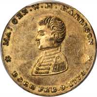 1840 William Henry Harrison. DeWitt-WHH 1840-43. Brass. 24 mm. MS-63 (PCGS).