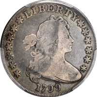 1799 Draped Bust Silver Dollar. BB-167, B-14. Rarity-3. VG Details--Environmental Damage (PCGS).