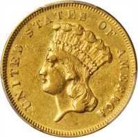 1855 Three-Dollar Gold Piece. EF-45 (PCGS).
