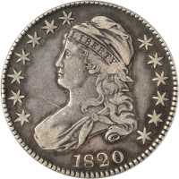 1820 Capped Bust Half Dollar. O-106. Rarity-1. Square Base No Knob 2, Large Date. VF-30 (ANACS).