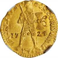 荷兰。1724年Ducat 金币。