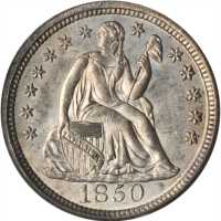 1850 Liberty Seated Dime. MS-64 (PCGS). CAC.