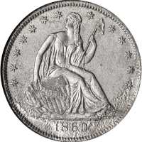 1860-O Liberty Seated Half Dollar. Type I Reverse. WB-1. Rarity-2. Shipwreck Effect (NGC).