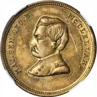 1864 George McClellan. DeWitt-GMcC 1864-24. Brass. 28 mm. MS-64 (NGC).