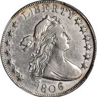 1806 Draped Bust Half Dollar. O-105a, T-5. Rarity-2. Knobbed 6, Large Stars. VF-35 (NGC).