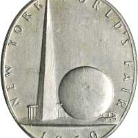 1939 New York Worlds Fair. Worlds Fair Dollar. Silver. 35 mm x 30 mm, oval. HK-491. Rarity-3. MS-61 