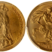 1892－M英国金币，墨尔本造币厂铸，PCGS MS61