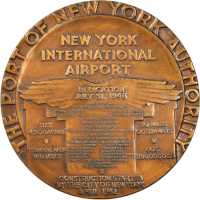 1948 New York International Airport Dedication Medal. Bronze. 76 mm. By Julio Kilenyi. About Uncircu