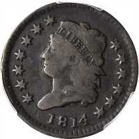 1814 Classic Head Cent. S-295. Rarity-1. Plain 4. VG-8 (PCGS).