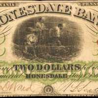 Honesdale, Pennsylvania. Honesdale Bank. May 1, 1861. $2. Fine.