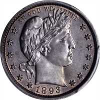 1893 Barber Quarter. Proof-63 (PCGS).