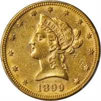 美国1899-O年10美元金币。