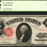 Fr. 39. 1917 $1 Legal Tender Note. PCGS Choice About New 58 PPQ.