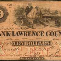 New Castle, Pennsylvania. Bank of Lawrence County. October 5, 1857. $10. Fine.