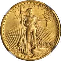 1909/8 Saint-Gaudens Double Eagle. FS-301. MS-62 (NGC).