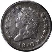 1810 Classic Head Cent. S-283. Rarity-2. VF Details--Environmental Damage (PCGS).