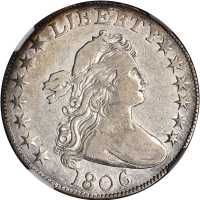 1806 Draped Bust Half Dollar. O-106, T-4. Rarity-4. Knobbed 6, Small Stars. VF-30 (NGC).