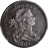 1803 Draped Bust Cent. S-262. Rarity-3+. Small Date, Small Fraction. EF Details--Environmental Damag