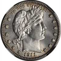 1911-S Barber Quarter. MS-63 (NGC). CAC.