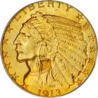 1913 Indian Half Eagle. Proof-65 (PCGS).