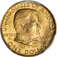 1922 Grant Memorial Gold Dollar. No Star. MS-64 (PCGS). CAC.