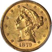 1879-S Liberty Head Half Eagle. MS-61 (PCGS).