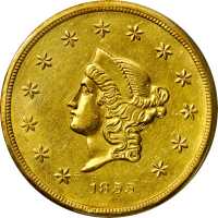 1855 Wass, Molitor & Co. $50. K-9. Rarity-5. AU-50 (PCGS). OGH.
