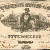 T-37. Confederate Currency. 1861 $5. Choice Very Fine.