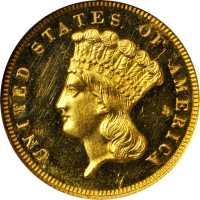 1864 Three-Dollar Gold Piece. Proof-64 Ultra Cameo (NGC).
