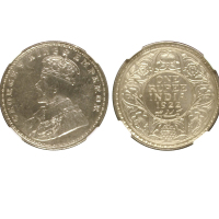 1922(B)年英属印度1卢比银币，NGC MS63