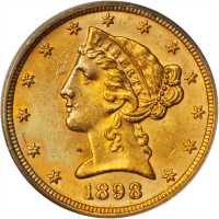1898 Liberty Head Half Eagle. MS-61 (PCGS). OGH.