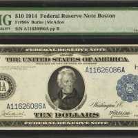Fr. 904. 1914 $10 Federal Reserve Note. Boston. PMG Choice Extremely Fine 45.