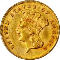 1864 Three-Dollar Gold Piece. MS-62 (PCGS).