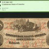 T-23. Confederate Currency. 1861 $10. PCGS Very Fine 25.