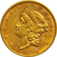 1864-S Liberty Head Double Eagle. AU-58 (PCGS).
