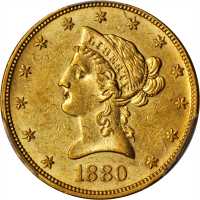 1880-O Liberty Head Eagle. AU-58 (PCGS).