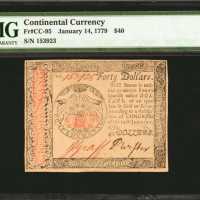 CC-95. Continental Currency. January 14, 1779. $40. PMG Choice About Uncirculated 58 EPQ.