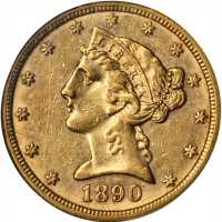 1890-CC Liberty Head Half Eagle. AU-53 (NGC).