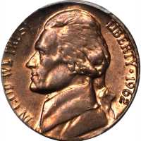 1962 Jefferson Nickel--Struck on a Cent Planchet--MS-63 RB (PCGS).