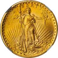 1908 Saint-Gaudens Double Eagle. Motto. MS-64 (NGC).